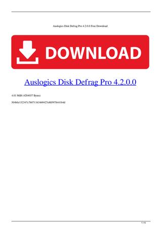 Auslogics Disk Defrag Pro Download